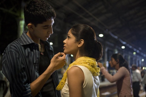 Dev Patel and Frieda in Slumdog Millionaire